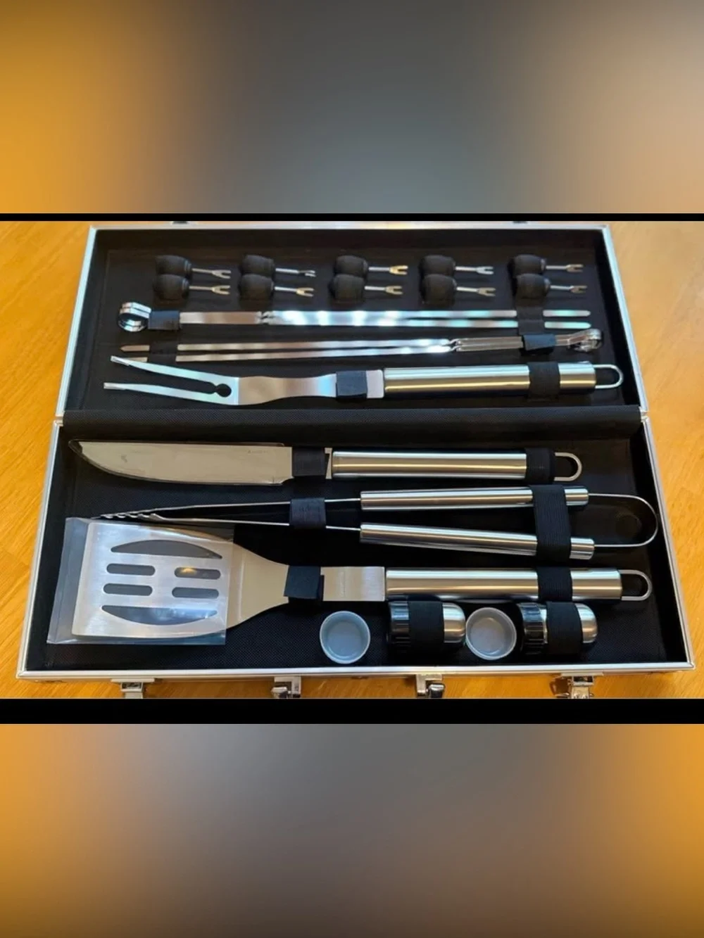 21 pcs Stainless Steel BBQ Tool Set - Silver -New